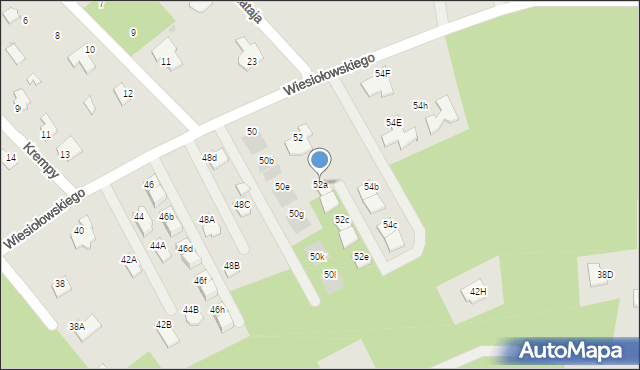 Mielec, Wiesiołowskiego, 52a, mapa Mielca