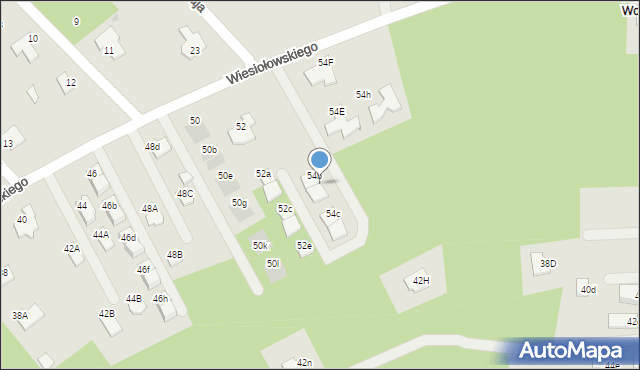 Mielec, Wiesiołowskiego, 54ba, mapa Mielca