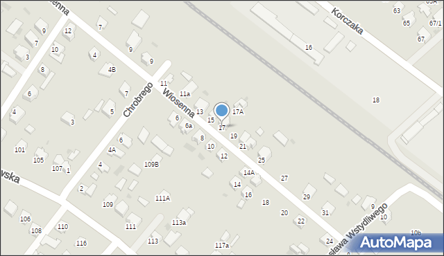Mielec, Wiosenna, 17, mapa Mielca