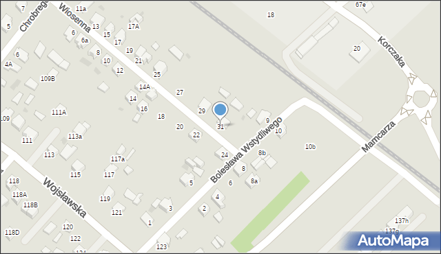 Mielec, Wiosenna, 31, mapa Mielca