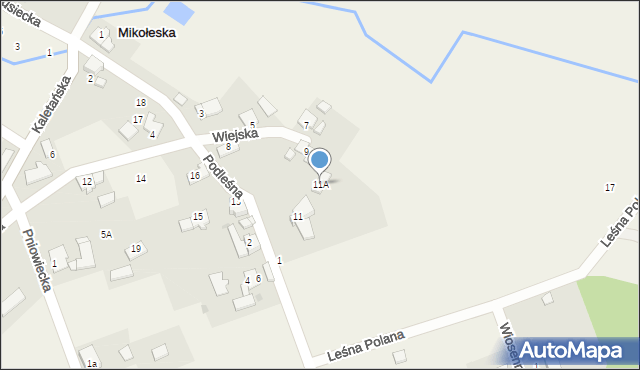 Mikołeska, Wiejska, 11A, mapa Mikołeska