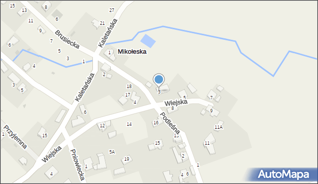 Mikołeska, Wiejska, 3, mapa Mikołeska