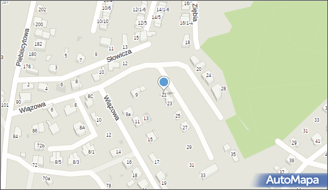 Mikołów, Wiązowa, 21, mapa Mikołów