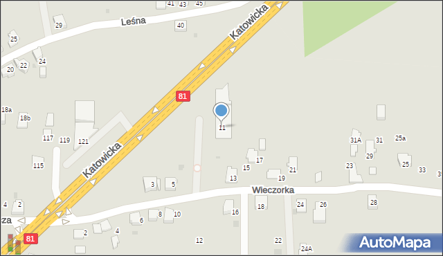 Mikołów, Wieczorka Józefa, 11, mapa Mikołów