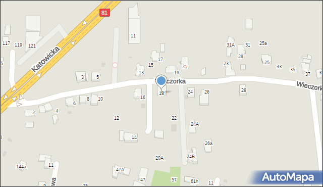 Mikołów, Wieczorka Józefa, 18, mapa Mikołów