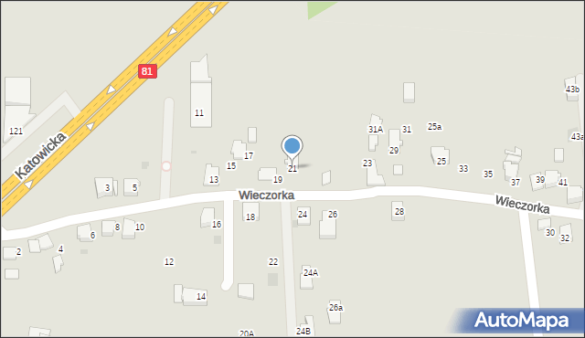 Mikołów, Wieczorka Józefa, 21, mapa Mikołów