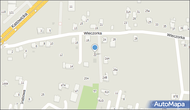 Mikołów, Wieczorka Józefa, 22, mapa Mikołów