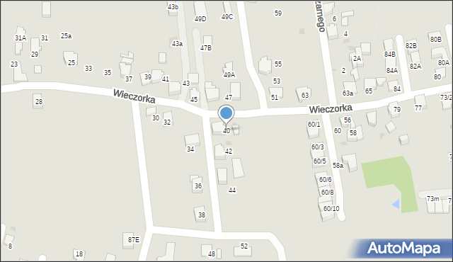 Mikołów, Wieczorka Józefa, 40, mapa Mikołów