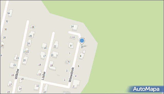 Mikołów, Wiewiórek, 10, mapa Mikołów