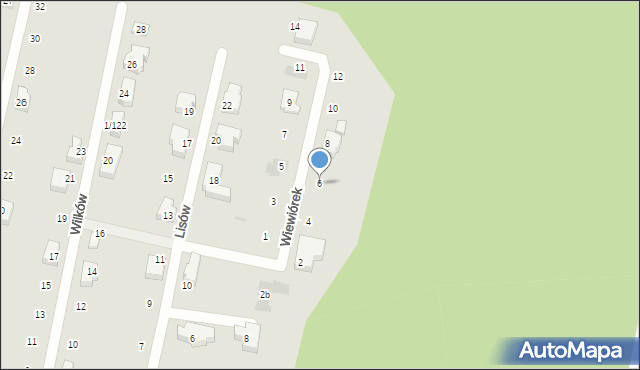 Mikołów, Wiewiórek, 6, mapa Mikołów