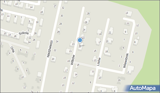 Mikołów, Wilków, 20, mapa Mikołów