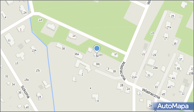 Milanówek, Wiatraczna, 34, mapa Milanówek