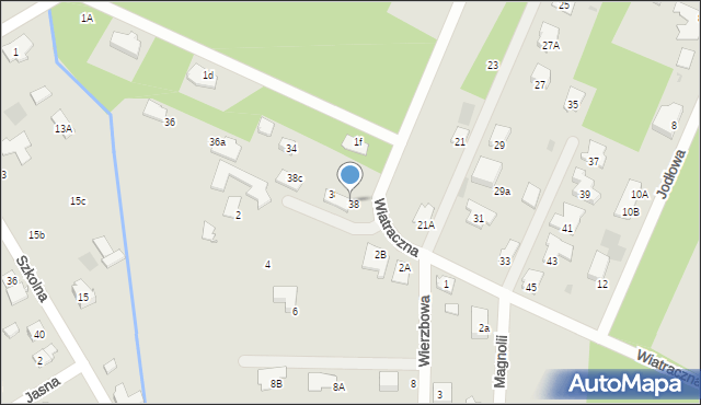 Milanówek, Wiatraczna, 38a, mapa Milanówek
