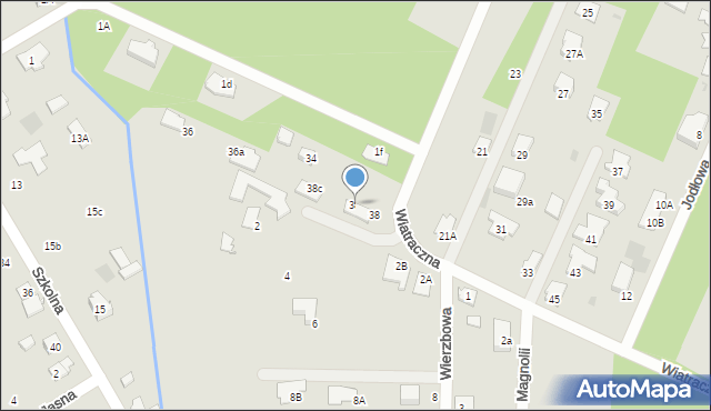 Milanówek, Wiatraczna, 38b, mapa Milanówek