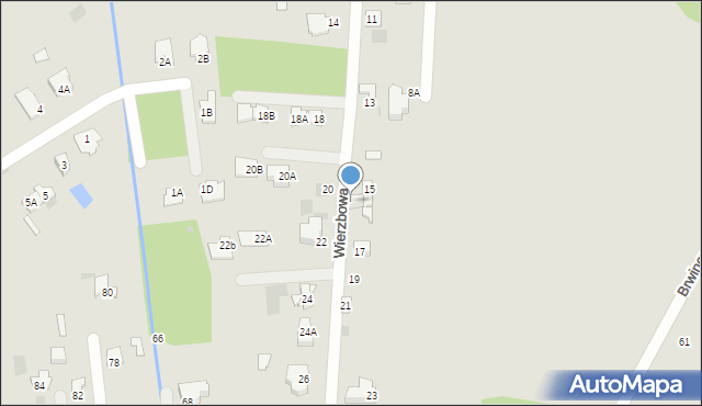 Milanówek, Wierzbowa, 15A, mapa Milanówek