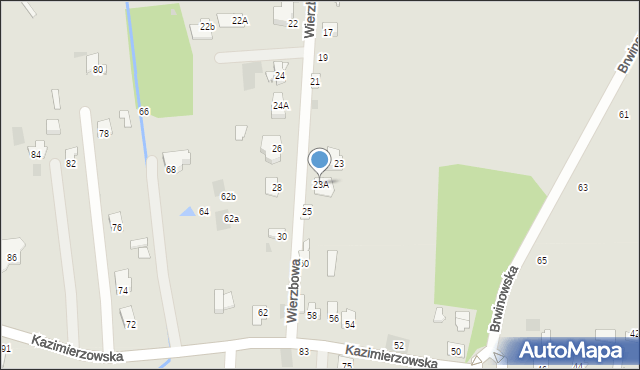 Milanówek, Wierzbowa, 23A, mapa Milanówek
