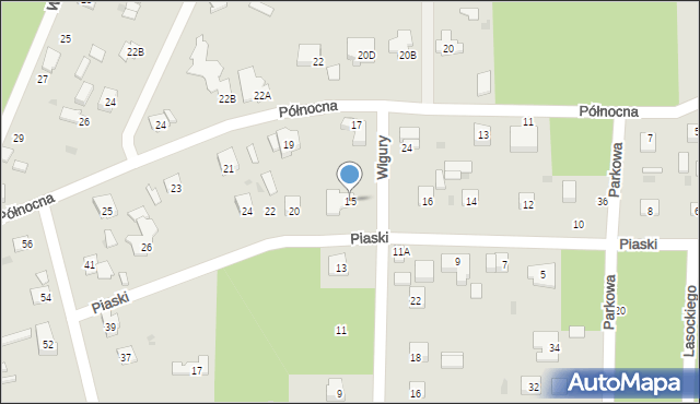 Milanówek, Wigury Stanisława, inż. pil., 15, mapa Milanówek