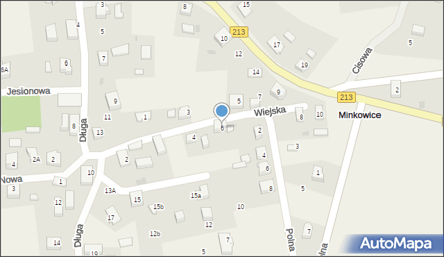 Minkowice, Wiejska, 6, mapa Minkowice