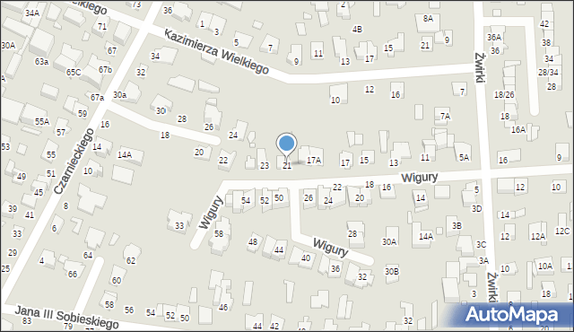 Mińsk Mazowiecki, Wigury Stanisława, inż. pil., 21, mapa Mińsk Mazowiecki