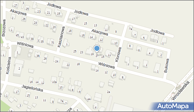 Mirków, Wiśniowa, 17, mapa Mirków