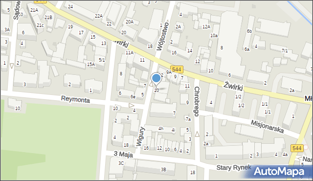 Mława, Wigury Stanisława, inż. pil., 10, mapa Mława