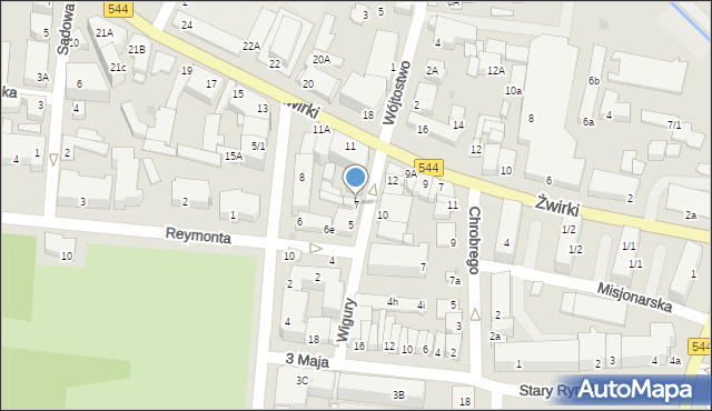 Mława, Wigury Stanisława, inż. pil., 7, mapa Mława