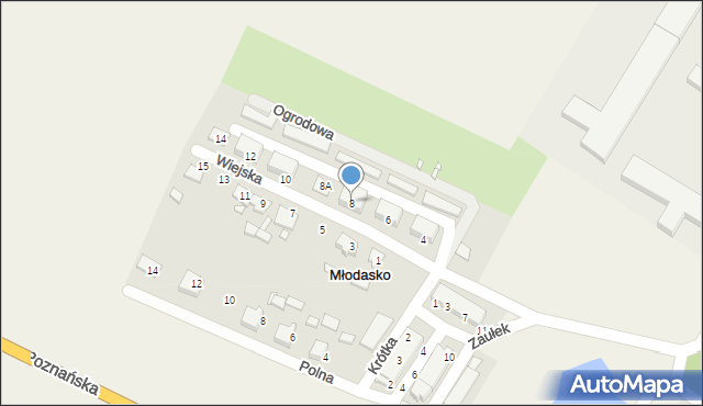 Młodasko, Wiejska, 8, mapa Młodasko