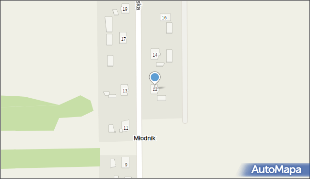 Młodnik, Wiejska, 12, mapa Młodnik