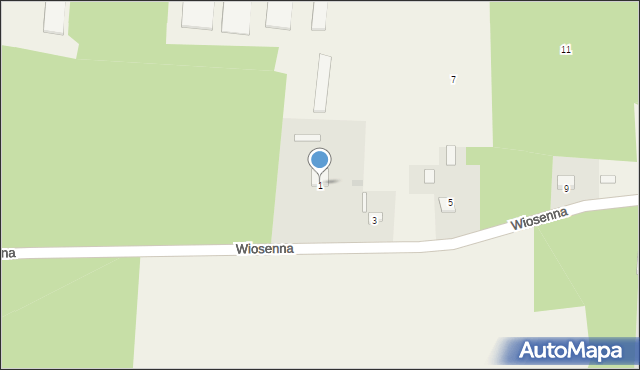Młynek, Wiosenna, 1, mapa Młynek