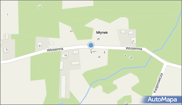 Młynek, Wiosenna, 4, mapa Młynek