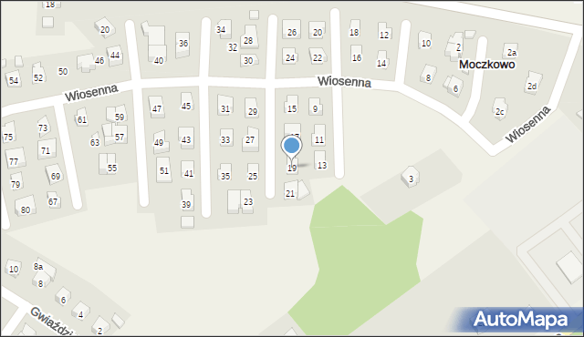 Moczkowo, Wiosenna, 19, mapa Moczkowo