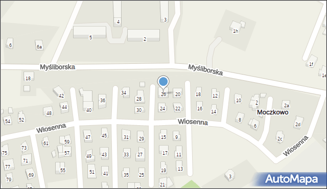 Moczkowo, Wiosenna, 26, mapa Moczkowo