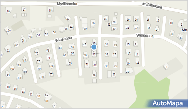 Moczkowo, Wiosenna, 43, mapa Moczkowo