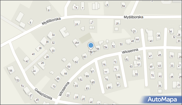 Moczkowo, Wiosenna, 58, mapa Moczkowo