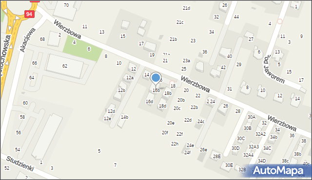 Modlnica, Wierzbowa, 16b, mapa Modlnica