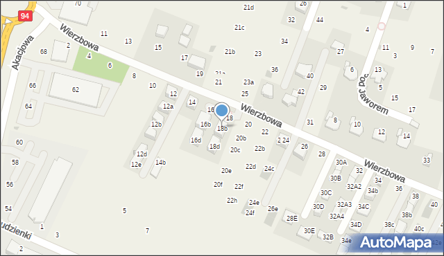 Modlnica, Wierzbowa, 18b, mapa Modlnica