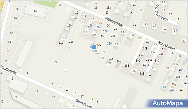 Modlnica, Wierzbowa, 20g, mapa Modlnica