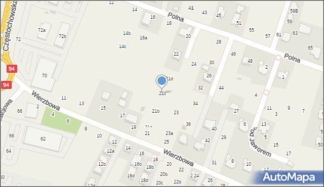 Modlnica, Wierzbowa, 21c, mapa Modlnica