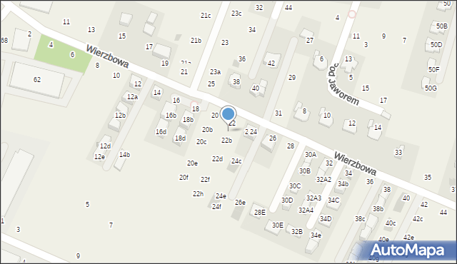 Modlnica, Wierzbowa, 22a, mapa Modlnica