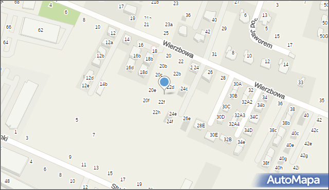 Modlnica, Wierzbowa, 22e, mapa Modlnica