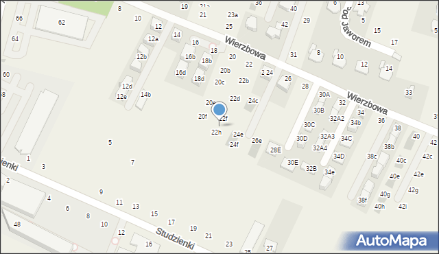 Modlnica, Wierzbowa, 22g, mapa Modlnica