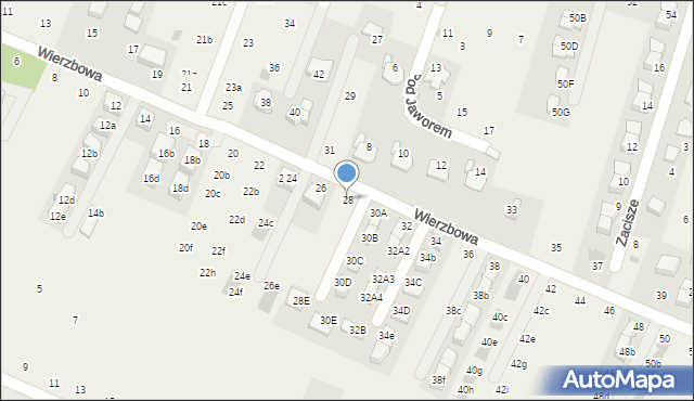 Modlnica, Wierzbowa, 28, mapa Modlnica