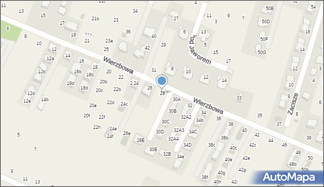 Modlnica, Wierzbowa, 28a, mapa Modlnica