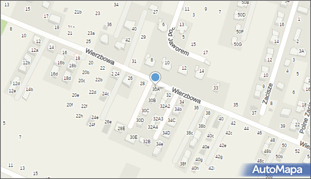 Modlnica, Wierzbowa, 30A, mapa Modlnica