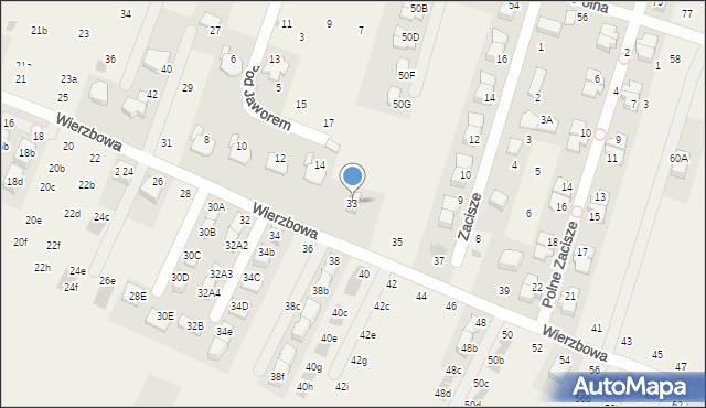Modlnica, Wierzbowa, 33, mapa Modlnica