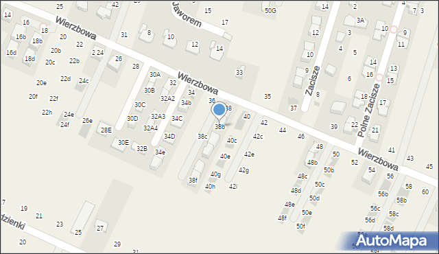 Modlnica, Wierzbowa, 38b, mapa Modlnica