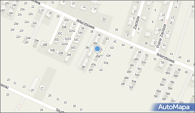 Modlnica, Wierzbowa, 40e, mapa Modlnica