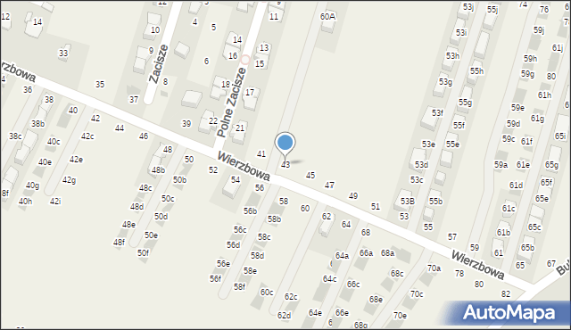 Modlnica, Wierzbowa, 43, mapa Modlnica