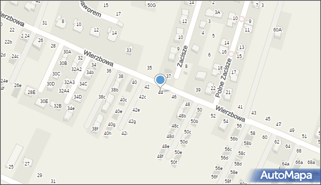 Modlnica, Wierzbowa, 44, mapa Modlnica