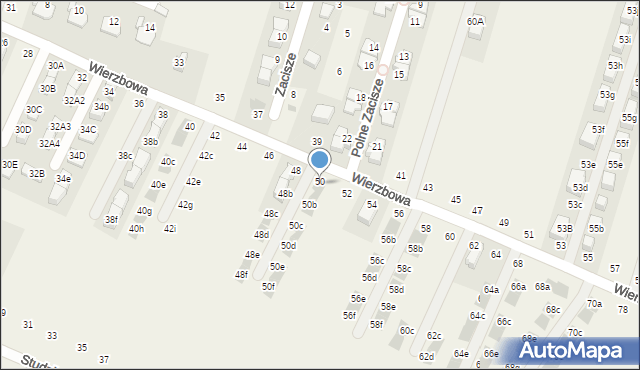 Modlnica, Wierzbowa, 50a, mapa Modlnica